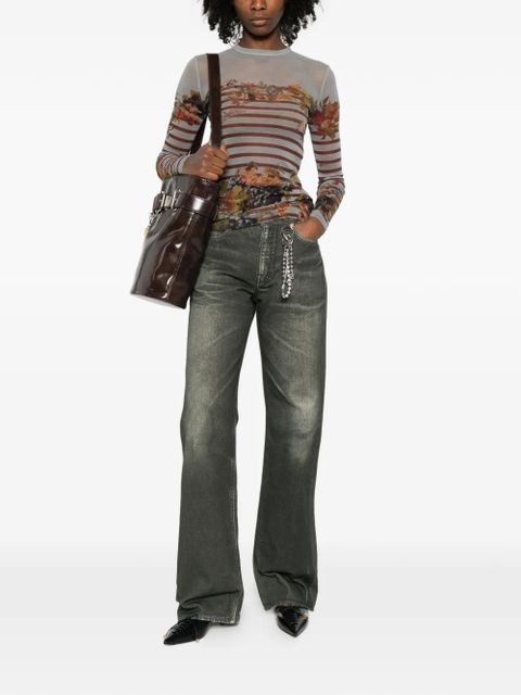 Jean Paul Gaultier Marinière striped grape-print top - Grey - zdjęcie produktu nr 1