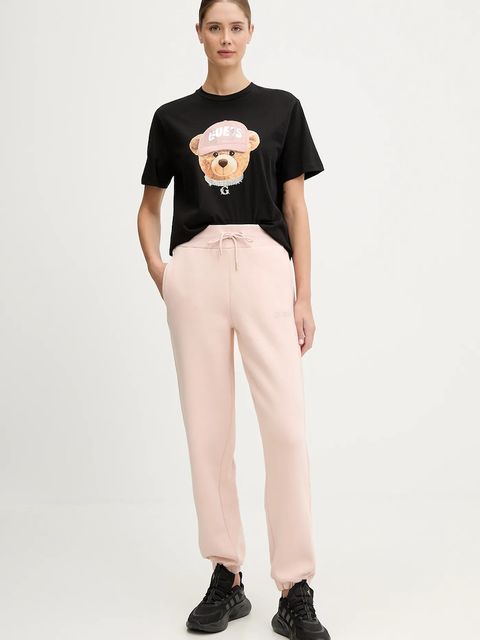 Guess t-shirt bawełniany TEDDY BEAR damski kolor czarny V5BI09 I3Z14