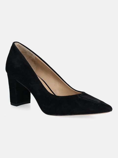 Lauren Ralph Lauren czółenka zamszowe Lanette Blkh kolor czarny na słupku 802967743001 - zdjęcie produktu nr 1