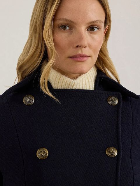 Lauren Ralph Lauren płaszcz z dodatkiem wełny kolor granatowy 297P04150 - zdjęcie produktu nr 2