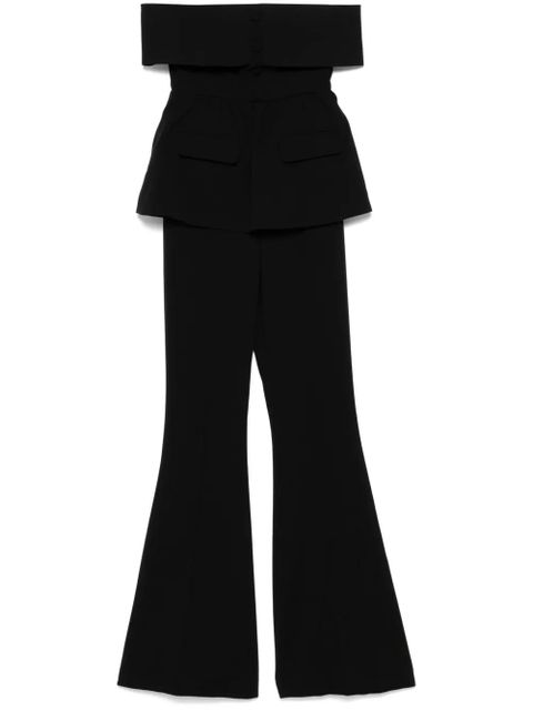 Self-Portrait crepe off-shoulder jumpsuit - Black - zdjęcie produktu nr 1