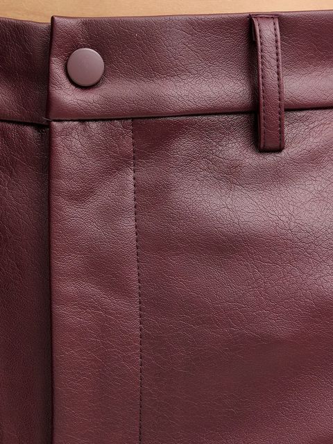 Bardot spodnie damskie kolor bordowy dzwony high waist 60077PB