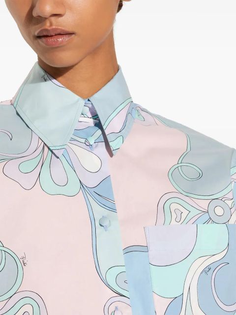 PUCCI orchidee-print cotton shirt - Blue