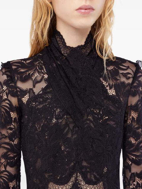 Rabanne long-sleeves lace maxi dress - Black