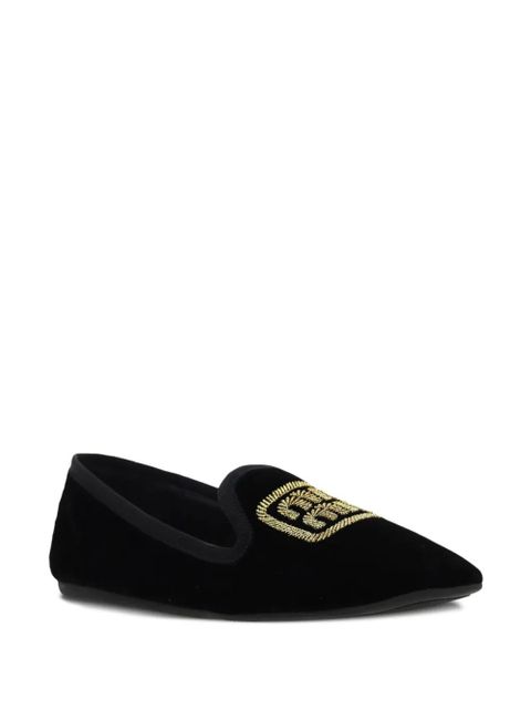 Miu Miu embroidered-logo slippers - Black
