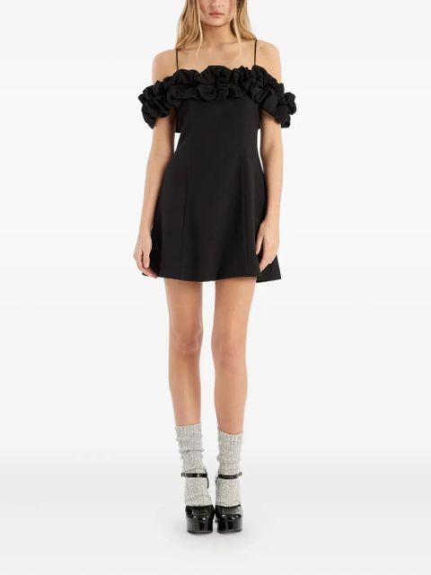 ROTATE BIRGER CHRISTENSEN off-shoulder ruffled mini dress - Black - zdjęcie produktu nr 2