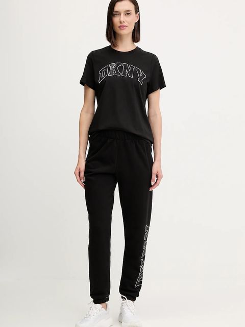 Dkny spodnie dresowe damskie kolor czarny z aplikacją DP5P3737 - zdjęcie produktu nr 2