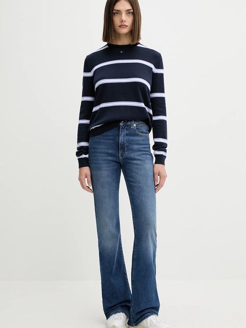 Tommy Jeans sweter bawełniany kolor granatowy lekki DW0DW20159