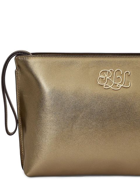 Lauren Ralph Lauren kosmetyczka skórzana kolor złoty 432981192
