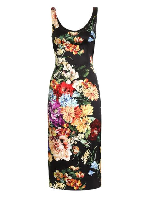 Dolce & Gabbana floral-print midi dress - Black - zdjęcie produktu nr 1