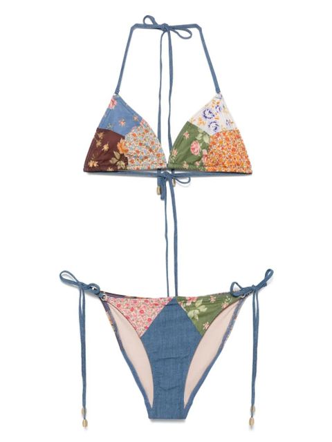 ZIMMERMANN patchwork-print bikini set - Blue - zdjęcie produktu nr 1