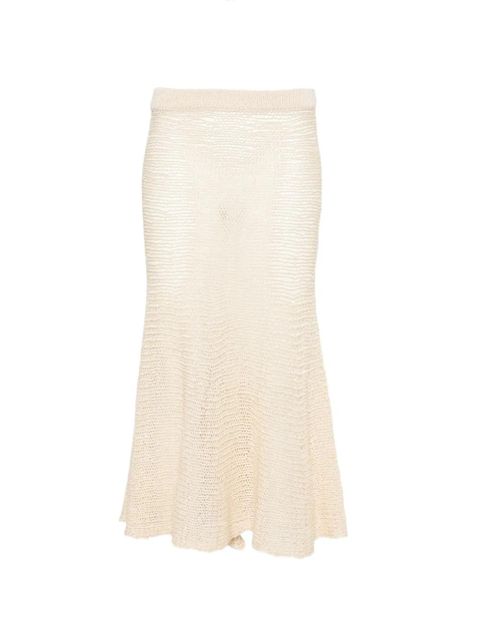 KHAITE Inaya crochet-knit midi skirt - Neutrals - zdjęcie produktu nr 1