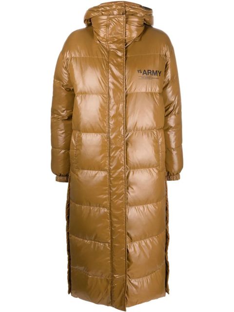 Yves Salomon logo-print padded down coat - Brown - zdjęcie produktu nr 1