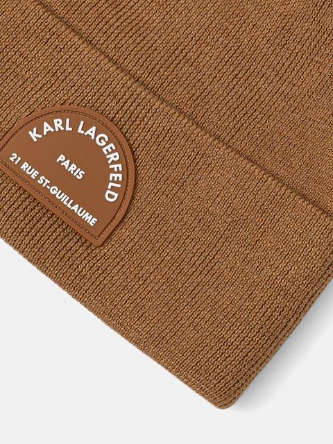 Karl Lagerfeld czapka z domieszką wełny K/RSG kolor brązowy A4W33107