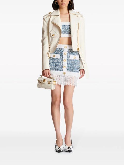 Balmain denim tweed crop top - White - zdjęcie produktu nr 2