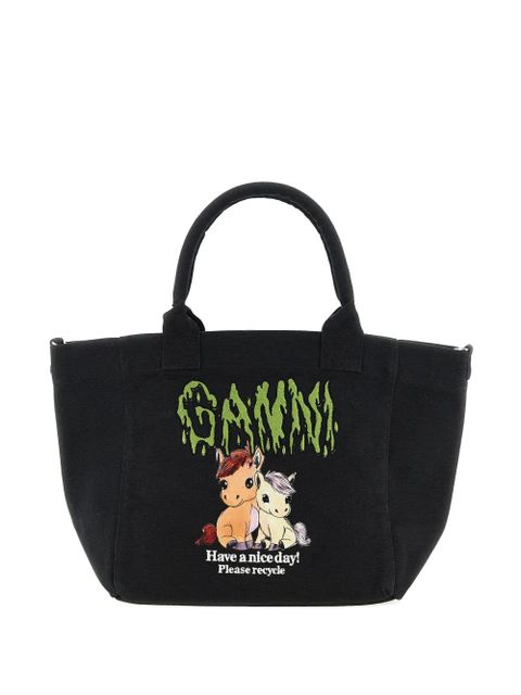 GANNI small logo-print tote bag - Black - zdjęcie produktu nr 1