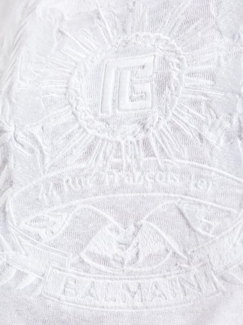 Balmain embroidered lace-trimmed top - White