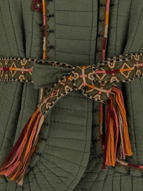 Ba&Sh Cocoon embroidered belted jacket - Green