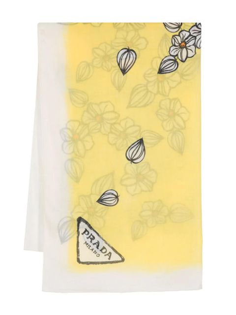 Prada floral-print scarf - Yellow
