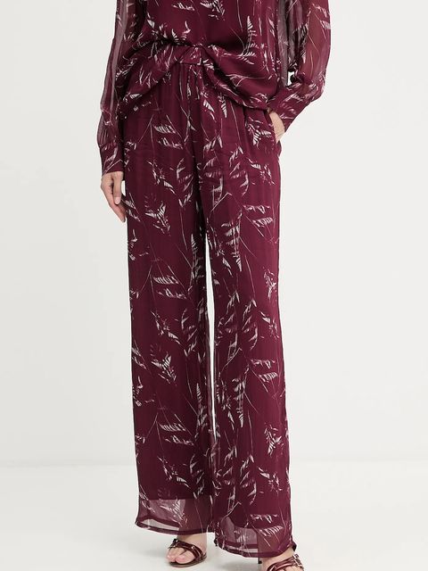 Armani Exchange spodnie damskie kolor bordowy proste high waist XW001337 AF12051 - zdjęcie produktu nr 1