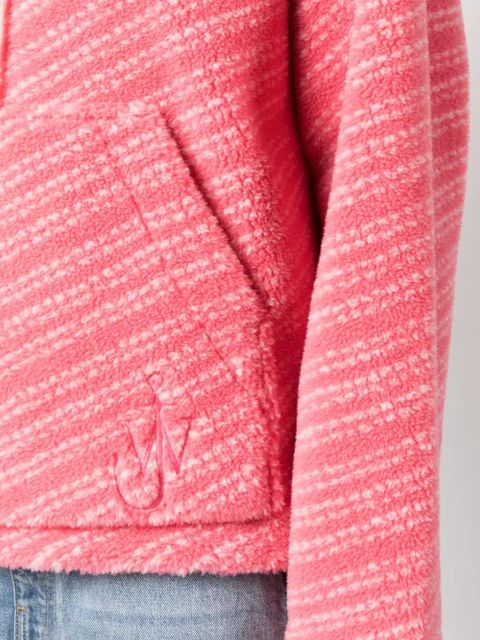 JW Anderson logo-embroidered fleece-textured hoodie - Pink