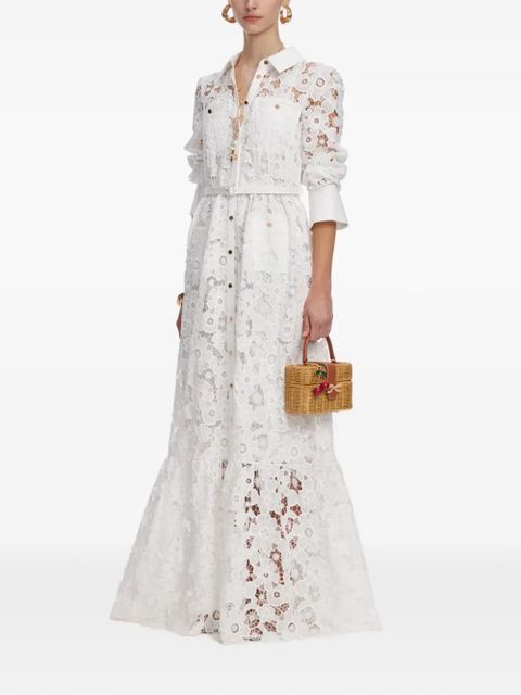 Self-Portrait floral-lace shirt dress - White