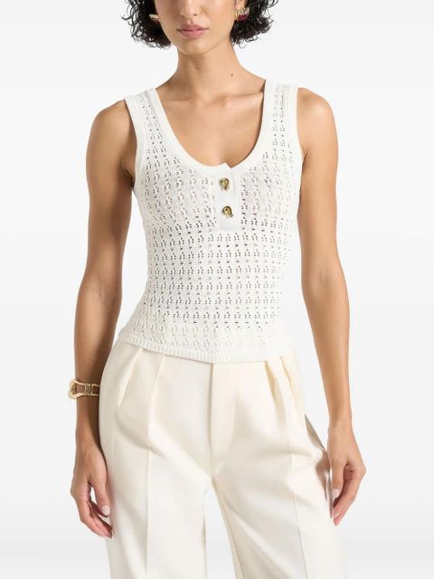 Manière De Voir Nora knot-button pointelle knitted vest - White