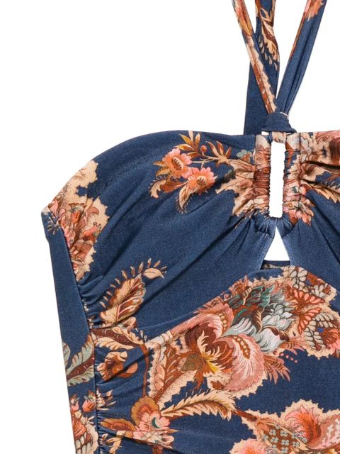 ZIMMERMANN Aster Wide Link 1PC floral-print swimsuit - Blue