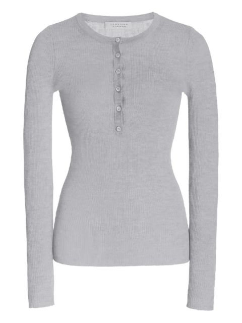 Gabriela Hearst Julian ribbed Henley T-shirt - Grey - zdjęcie produktu nr 1