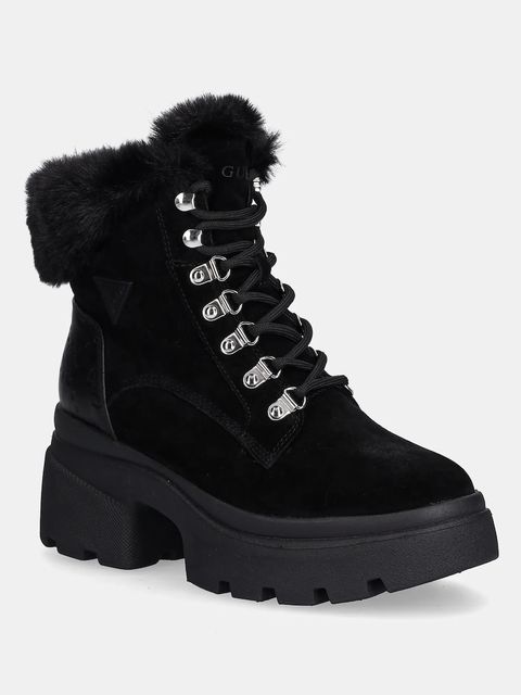Guess botki YARELI kolor czarny na słupku ocieplone FLFYRL SUE10 - zdjęcie produktu nr 1