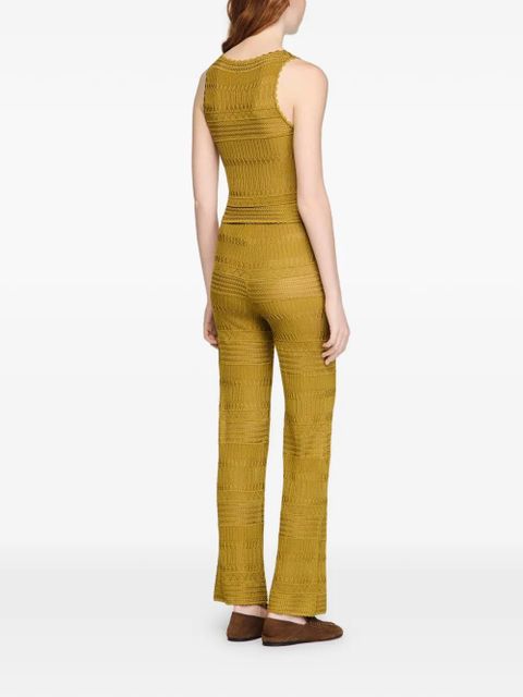 SANDRO floral appliqué knitted top - Green