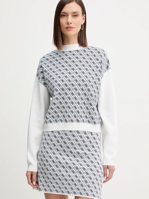 Guess sweter z domieszką wełny AUBREY damski kolor beżowy z półgolfem W5BR23 Z3JD2