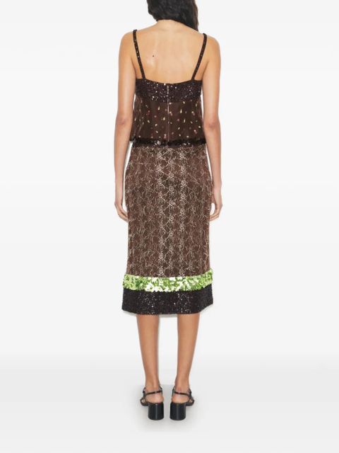Tory Burch embellished lace skirt - Brown