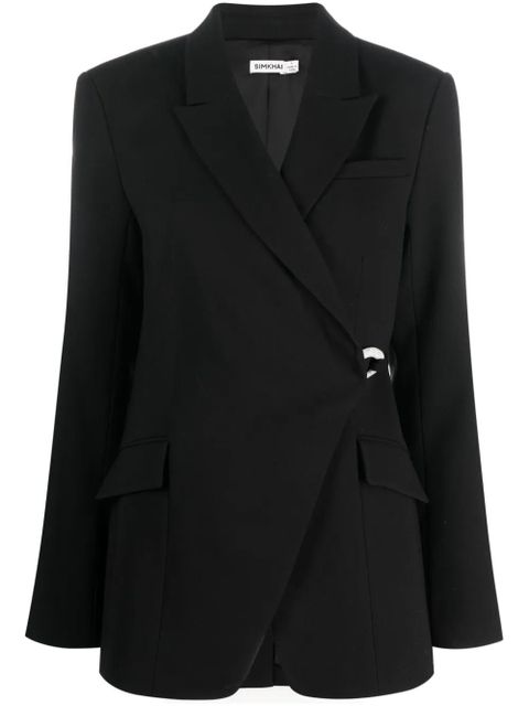 Simkhai Eva crossover-neck clasp-fastening blazer - Black - zdjęcie produktu nr 1