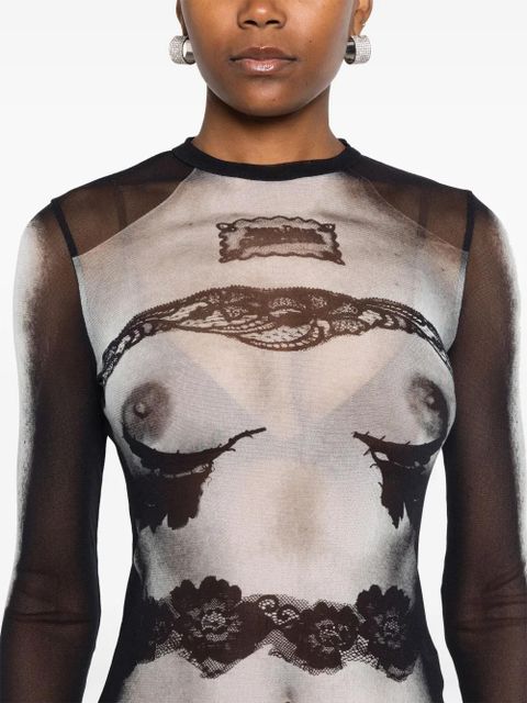 Jean Paul Gaultier body-print maxi dress - Black