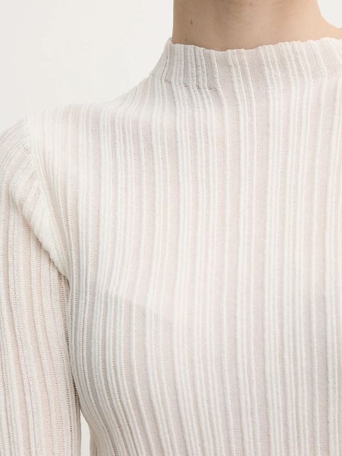 OUI sweter damski kolor beżowy lekki z półgolfem 92224