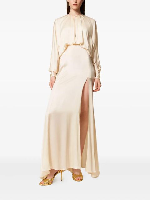 TWINSET gathered-bodice satin dress - Neutrals - zdjęcie produktu nr 2