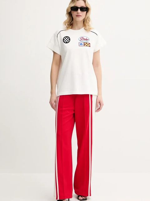 Pinko spodnie dresowe damskie kolor czerwony z aplikacją 105272 A2MD - zdjęcie produktu nr 2