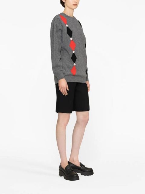 Alessandra Rich intarsia-patterned wool jumper - Grey