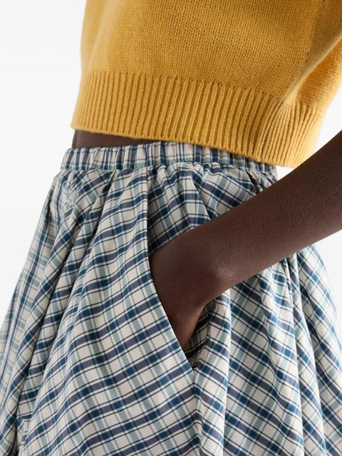 Prada full checked chambray skirt - Blue
