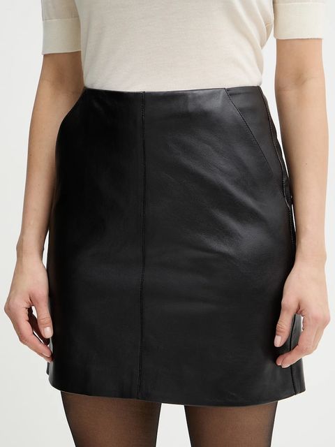 BOSS spódnica skórzana Seby kolor czarny mini prosta 50552202 - zdjęcie produktu nr 1