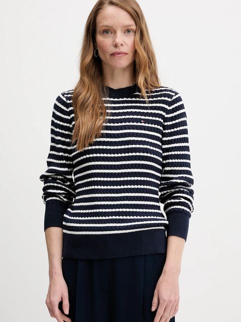 Tommy Hilfiger sweter bawełniany kolor granatowy lekki WW0WW44993 - zdjęcie produktu nr 1