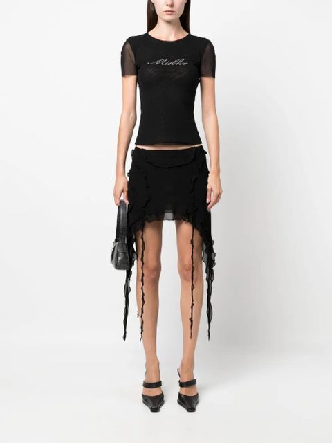 MISBHV bead-logo detailing cropped T-shirt - Black - zdjęcie produktu nr 2