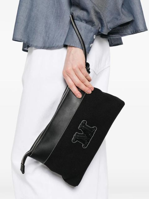 Max Mara logo-patch clutch bag - Black - zdjęcie produktu nr 2