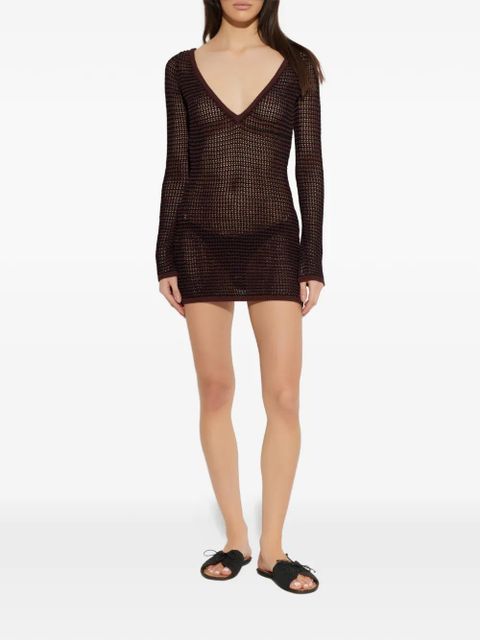 Bond-eye long-sleeve V-neck dress - Brown - zdjęcie produktu nr 2