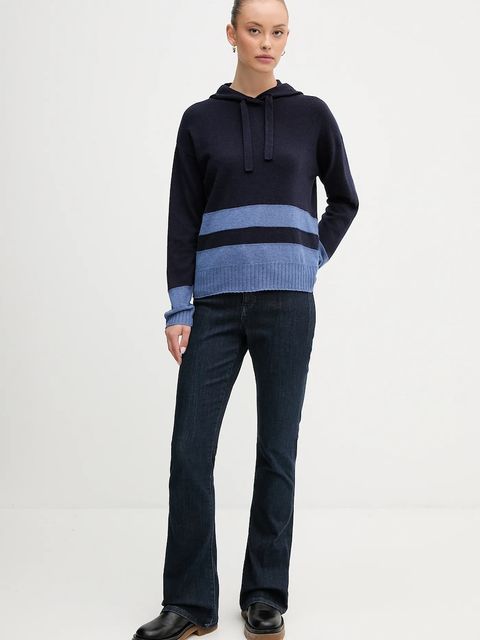 United Colors of Benetton sweter z dodatkiem wełny damski kolor granatowy lekki 102HE203V - zdjęcie produktu nr 2