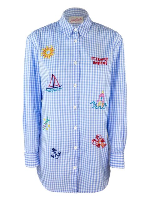 MC2 Saint Barth gingham embroidered shirt - Blue - zdjęcie produktu nr 1
