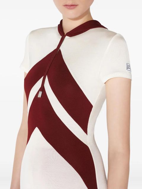 Jean Paul Gaultier chevron-detail hooded long dress - White - zdjęcie produktu nr 2