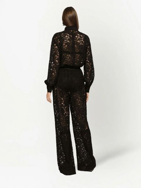 Dolce & Gabbana cordonetto-lace long-sleeve jumpsuit - Black
