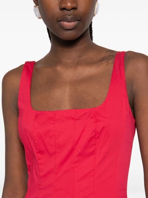 STAUD Wells square-neck midi dress - Red